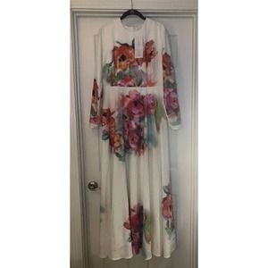 Annah Hariri Pascal Modest Floral Print Long Sleeve Floor Length Wms Size 12 NWT